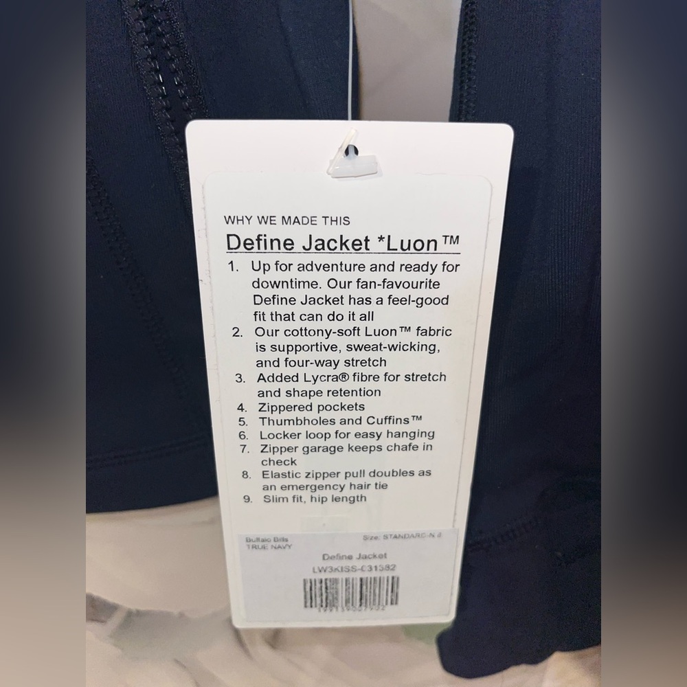 Women's lululemon Buffalo Bills Define Jacket *Luon Sz 8 True Navy Full Zip NEW - Picture 6 of 8